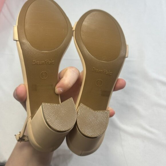 Dream Pairs Old Toe Chunk Heels Sandal Nude Ankle Strap Women's Size 6 NIB - Picture 7 of 8